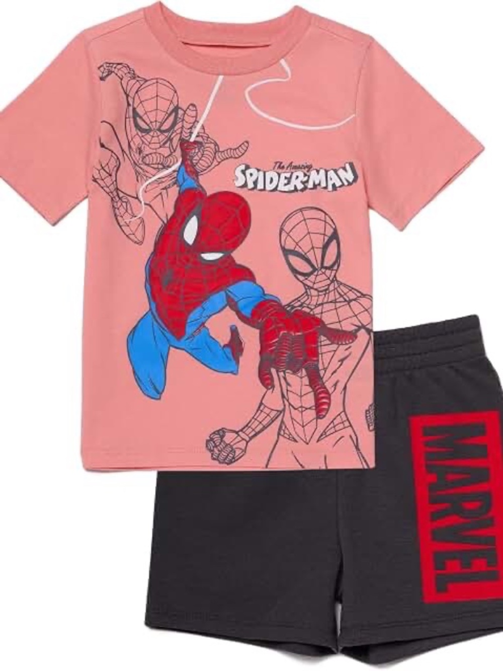 Marvel Boys Spiderman Short Sleeve Crew Neck T-Shirt and Shorts Set (Red, 3T)
